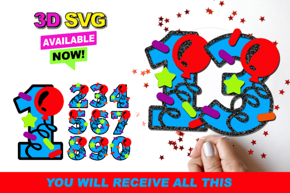 Balloon Numbers 3D SVG for Cake Toppers & Laser Cutting