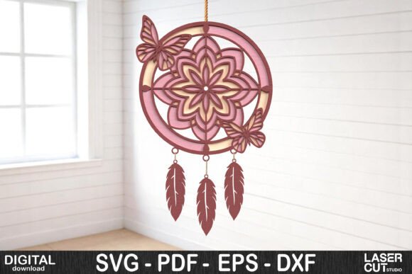 Butterfly Dreamcatcher SVG for Wall Decor & Laser Cutting