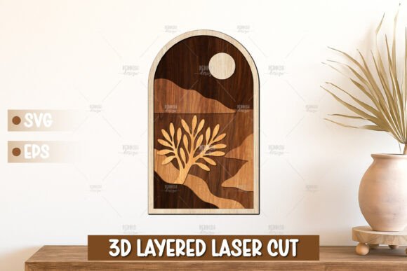 Canyon Tree Composition 3D Layered for Laser Cutting Wall Decor