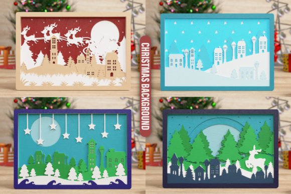 Christmas BG 3D SVG for Winter Laser Cutting