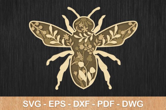 Floral Bee SVG for Laser Wall Decor