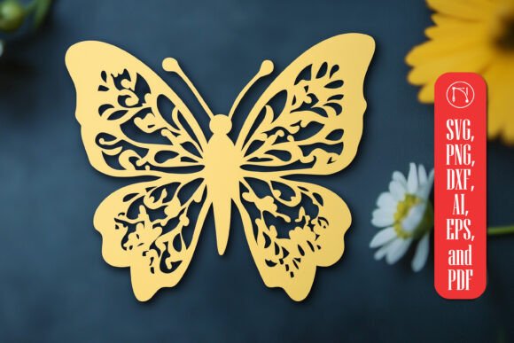 Floral Butterfly SVG for Laser Cutting Wall Decor