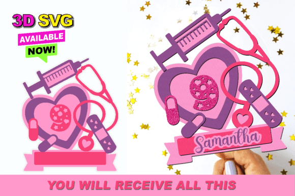 Girl Doctor Cake Topper 3D SVG for Laser Cutting