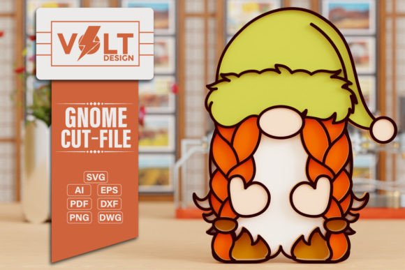 Gnome 3D SVG for Laser Cutting Wall Decor