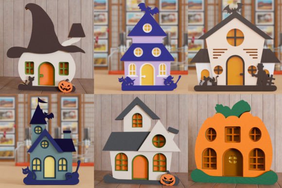 Halloween House 3D SVG for Autumn Laser Cutting
