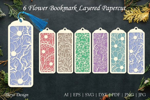 Laser Cutting Signs: 6 Flower Bookmark Bundl