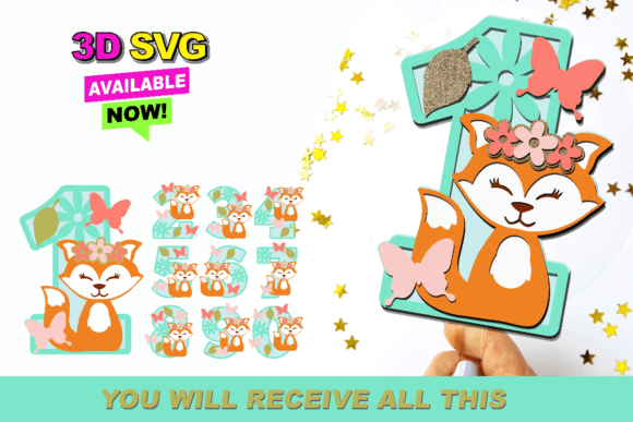 Little Fox 3D SVG: Birthday Laser Cutting