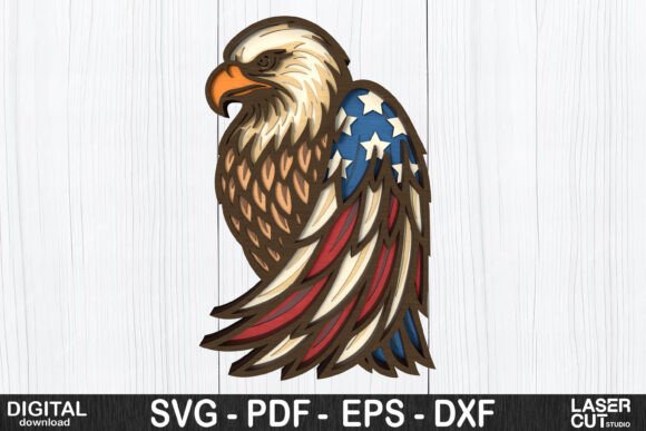 Patriotic Eagle SVG for Laser Cutting Wall Decor
