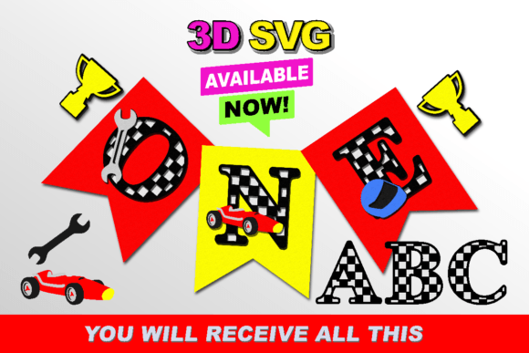 Race Car Alphabet 3D SVG for Signs & Laser Cutting