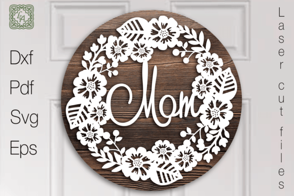 Reviewing Mom Round Sign. Flowers for Embroidery