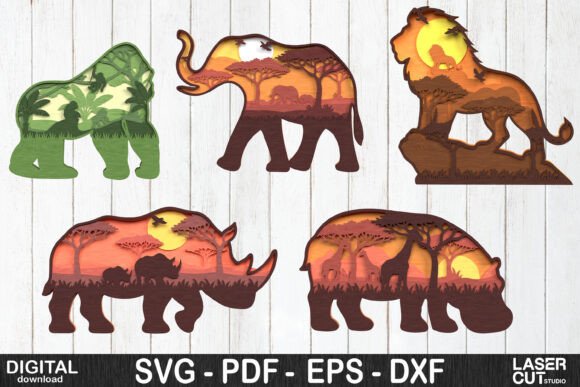 Safari Animal SVG for Wall Decor & Laser Cutting