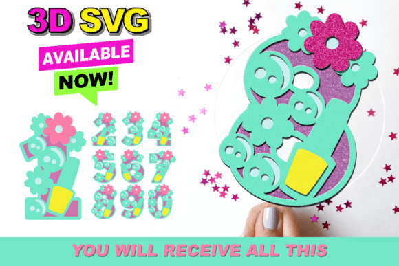 Spa Numbers 3D SVG: Laser Cutting for Cards