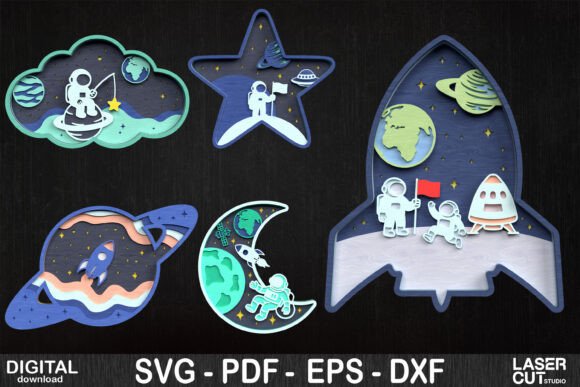 Space Adventure SVG for Laser Cutting Wall Decor