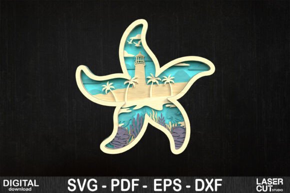 Starfish Beach SVG for Laser Cutting & Wall Decor