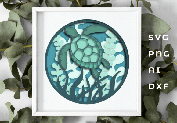 Underwater Turtle 3D SVG for Shadow Boxes