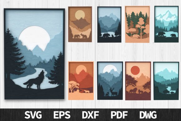 Wildlife Mountain SVG: Laser Cutting & Wall Decor